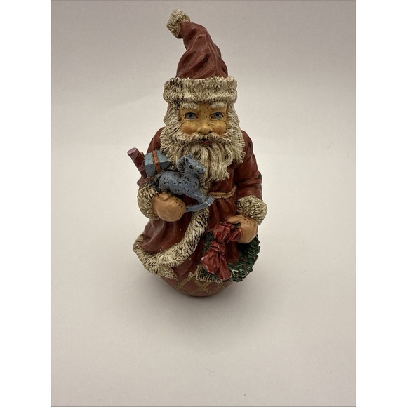 Noble Other - Vintage Noble Arts Santa Claus Figurine 4.5" Tall #117 with toys and wreath box